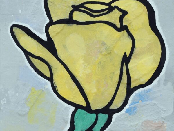 Donald Baechler yellow rose 2010 acrylic and fabric collage on canvas