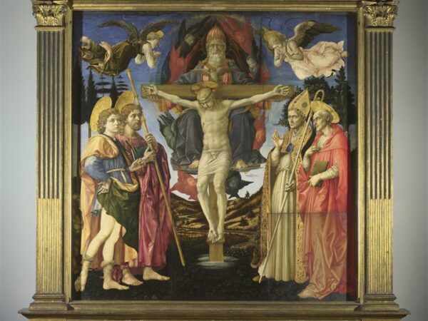 Francesco Pesellino, Fra Filippo Lippo and Workshop. The Pistoia Santa Trinità Altarpiece,1455-60. Egg tempera, tempera grassa and oil on wood. © The National Gallery, London. Royal Collection Trust - © His Majesty King Charles III 2022