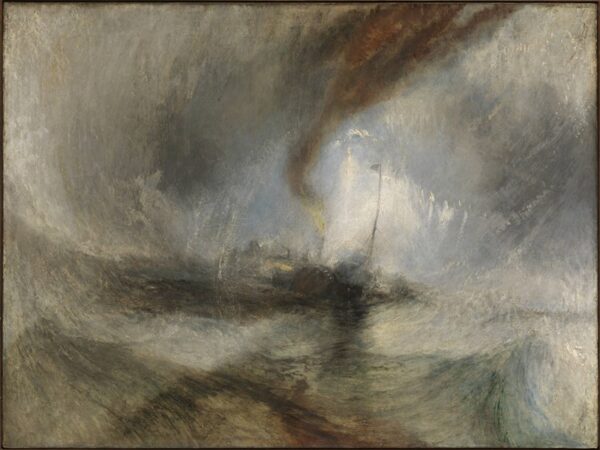 JMW Turner, Snow Storm - Steam-Boat off a Harbour's Mouth, exhibited 1842 Oil paint on canvas; Support: 914 × 1219 mm; frame: 1233 × 1535 × 145 mm Photo: Tate